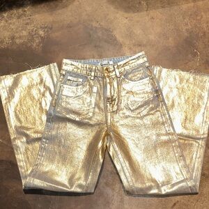 Shimmering Gold Women's Flare Jeans
